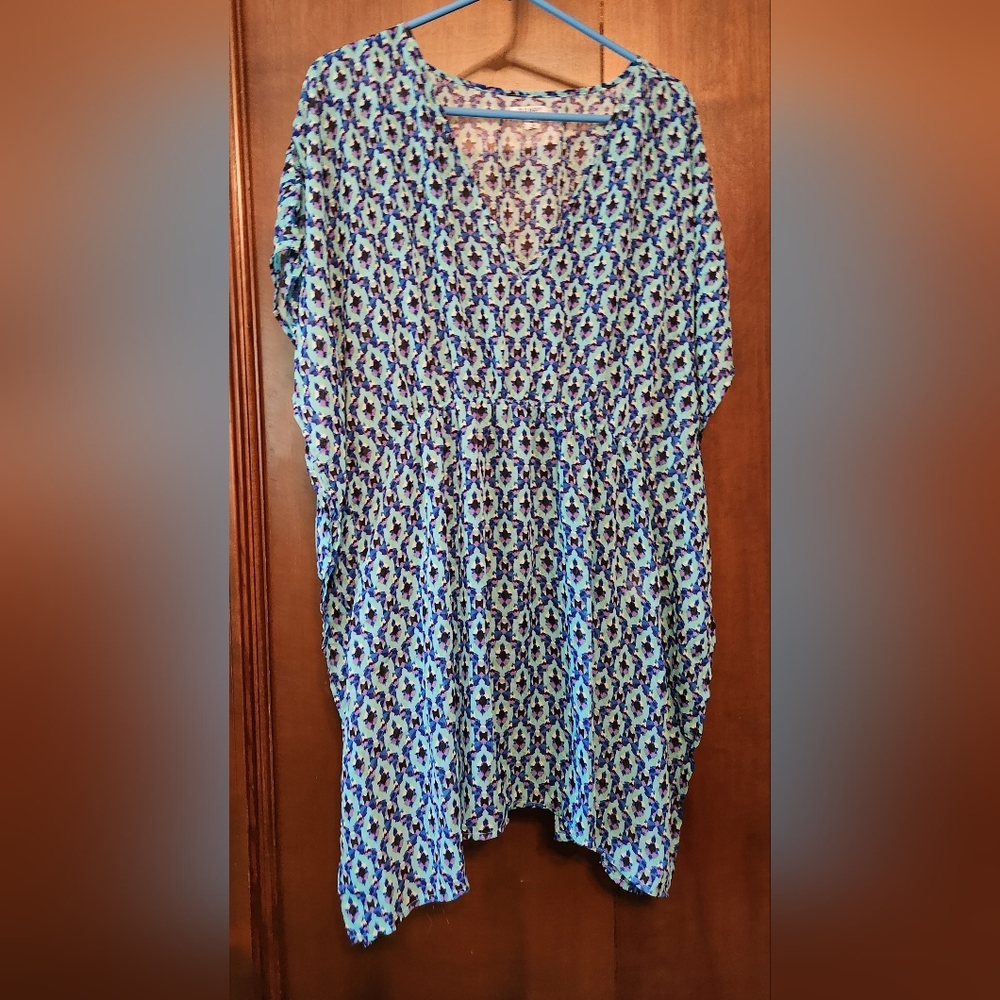 Old Navy Blue and Black Patterned Swim Cover-Up